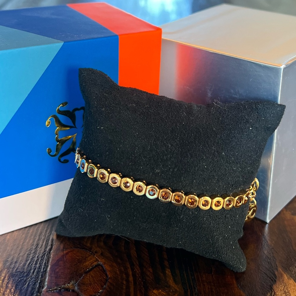 Rustic Cuff Gold Bracelet with Multicolor Stones